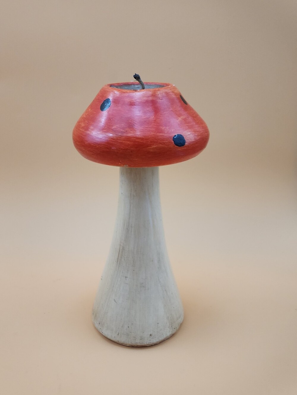 70s Handmade Cottage Fairycore Decorative Mushroom Red Detachable Cap Wax Candle